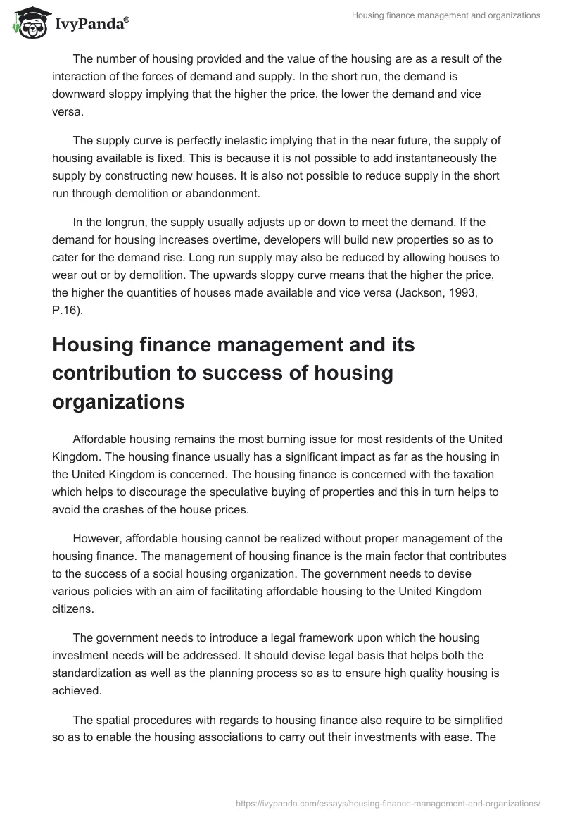 Housing finance management and organizations. Page 5
