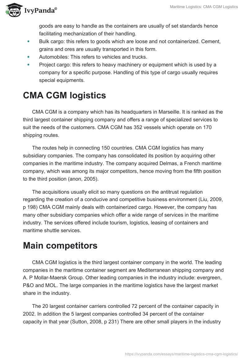 Maritime Logistics: CMA CGM Logistics. Page 2