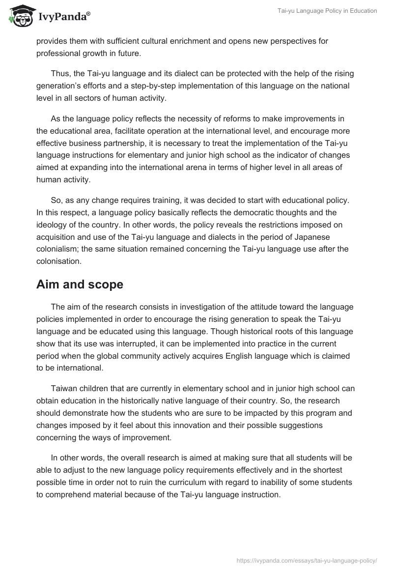 Tai-yu Language Policy in Education. Page 2