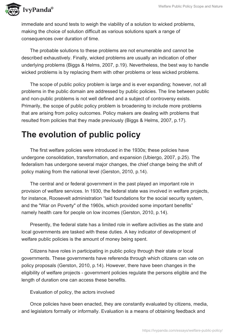 Welfare Public Policy Scope and Nature. Page 2