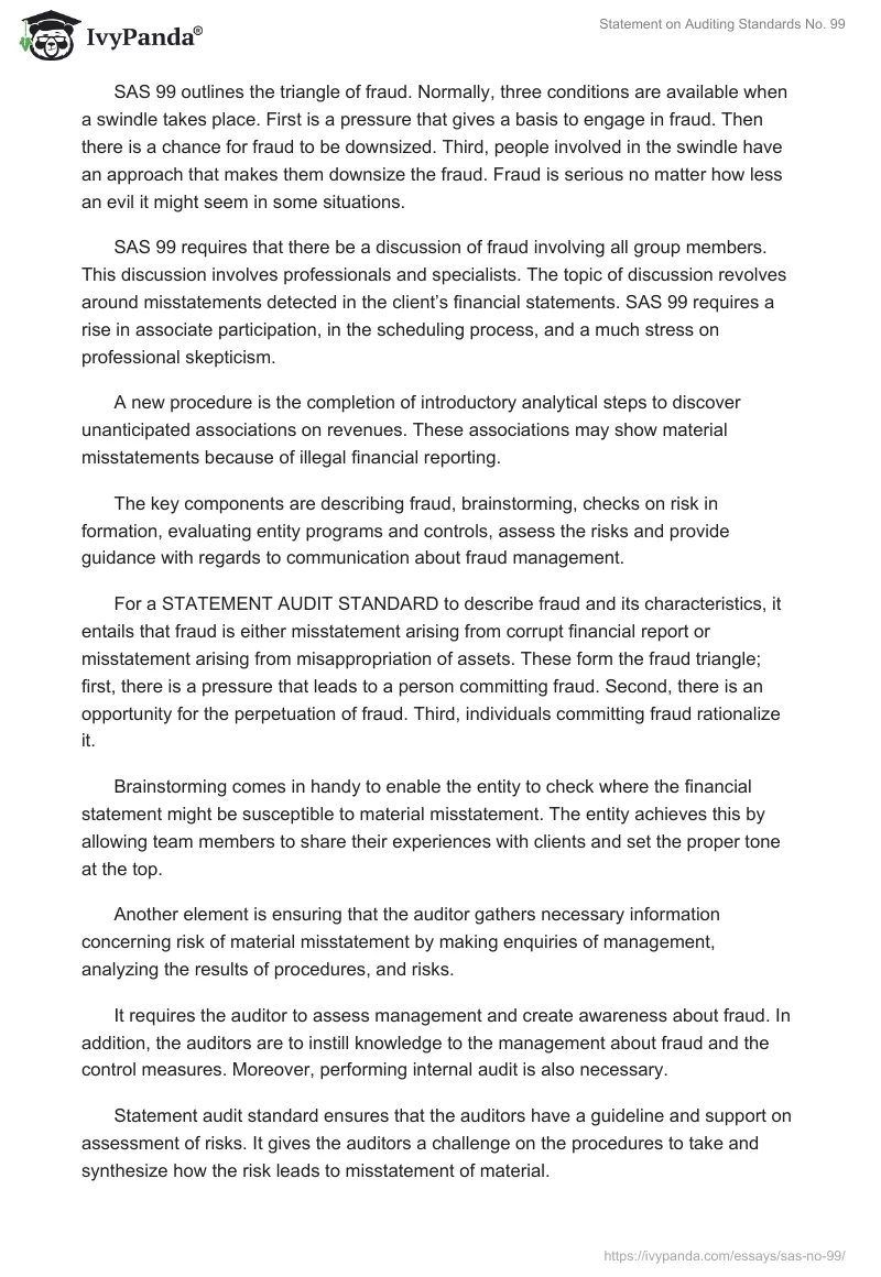 Statement on Auditing Standards No. 99. Page 2