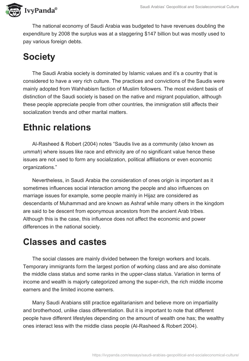Saudi Arabias’ Geopolitical and Socialeconomical Culture. Page 5