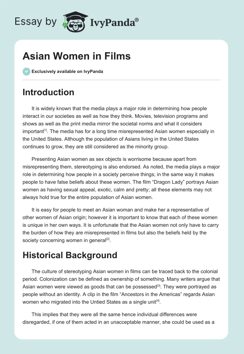Asian Women in Films. Page 1