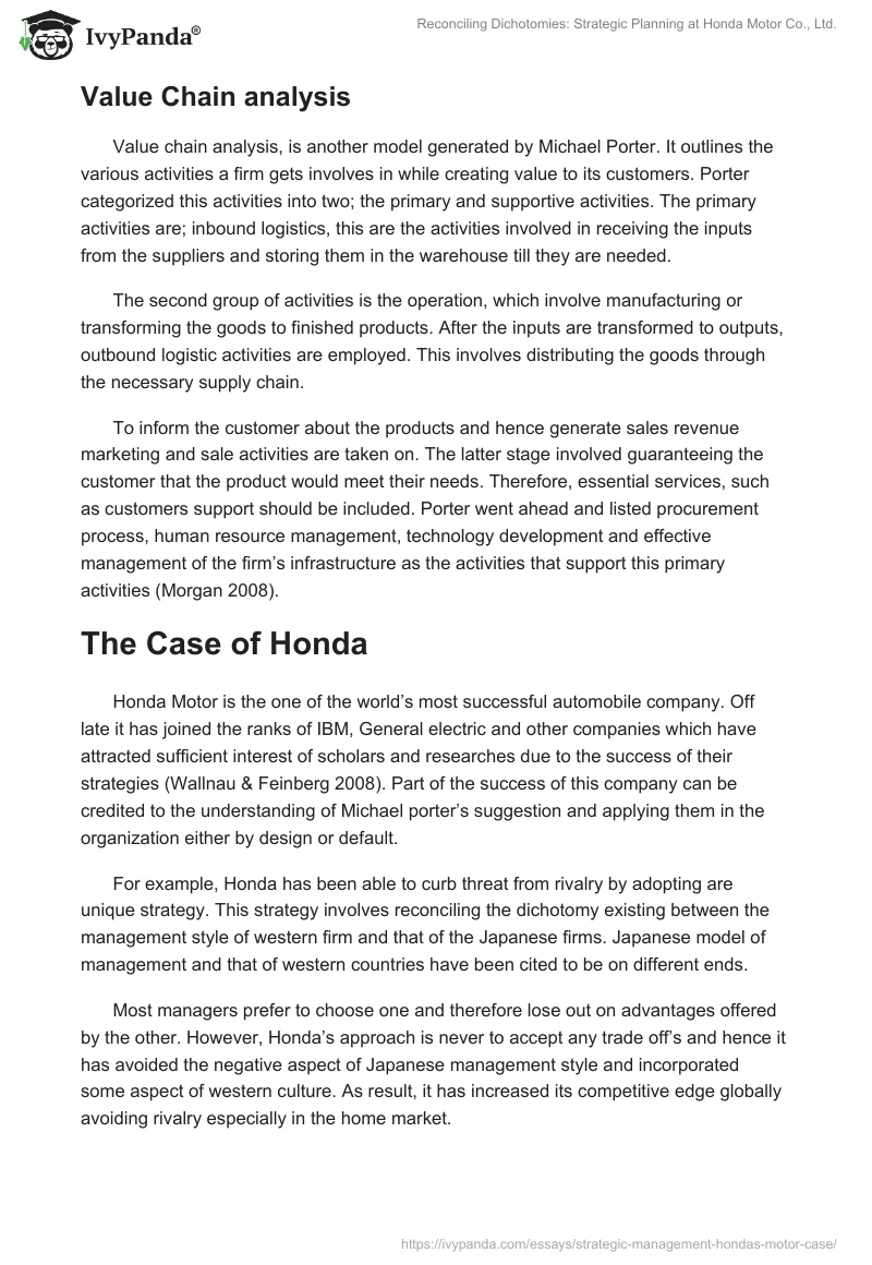 Reconciling Dichotomies: Strategic Planning at Honda Motor Co., Ltd.. Page 3