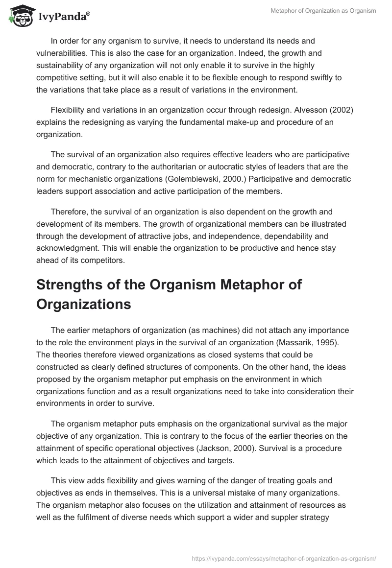 Metaphor of Organization as Organism. Page 2