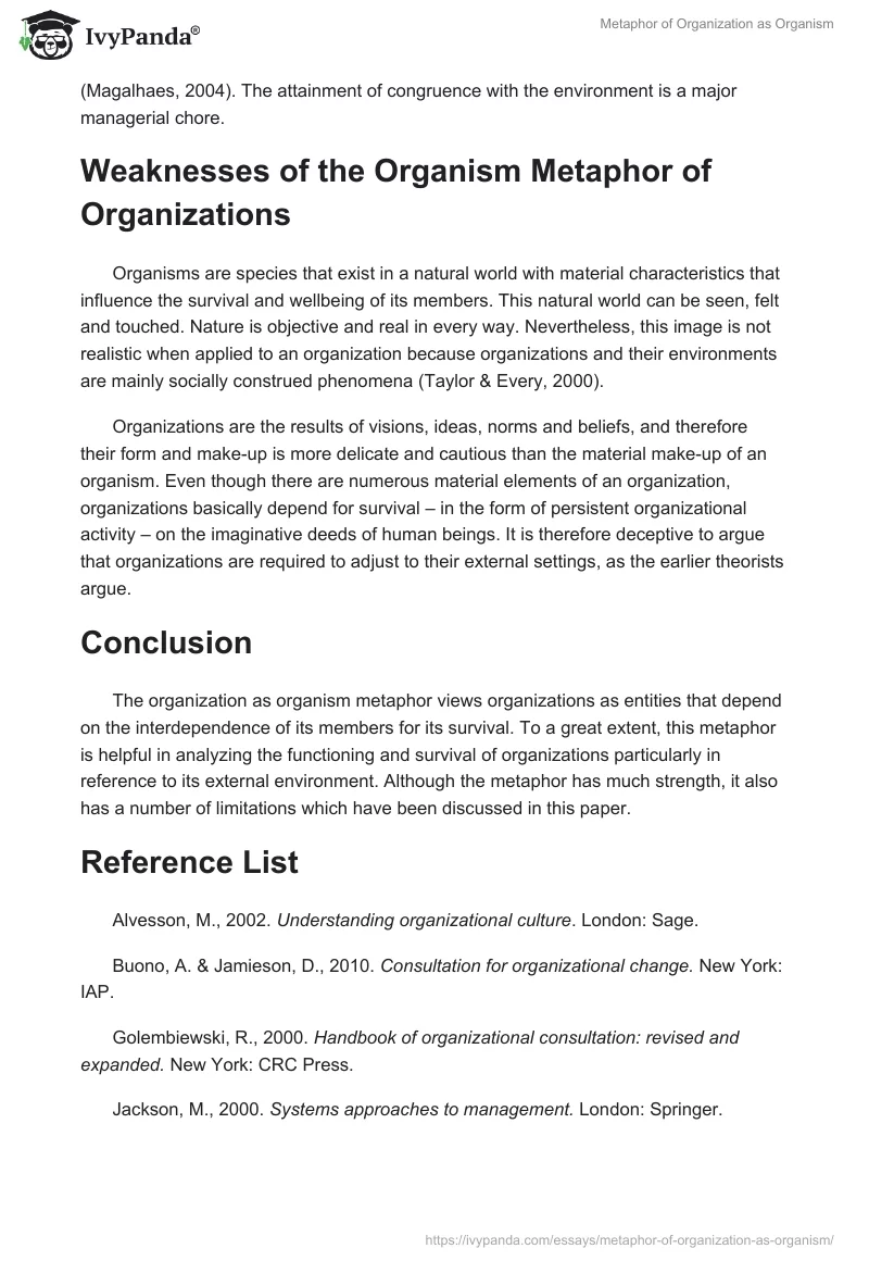 Metaphor of Organization as Organism. Page 3