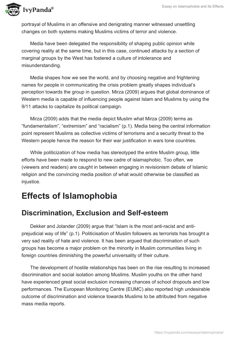 Essay on Islamophobia and Its Effects. Page 2