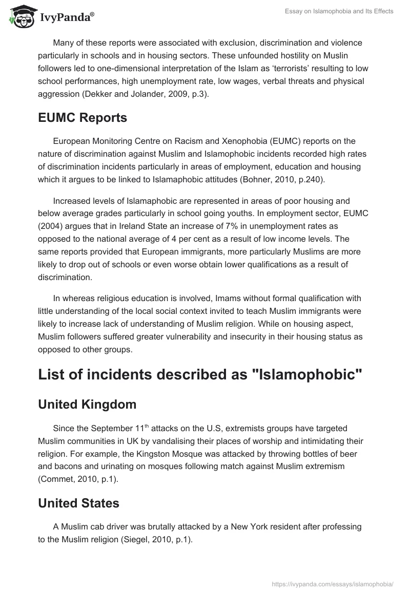 Essay on Islamophobia and Its Effects. Page 3