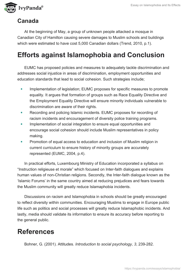 Essay on Islamophobia and Its Effects. Page 4