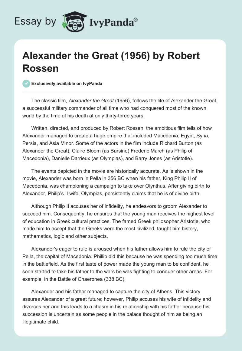 Alexander the Great (1956) by Robert Rossen. Page 1