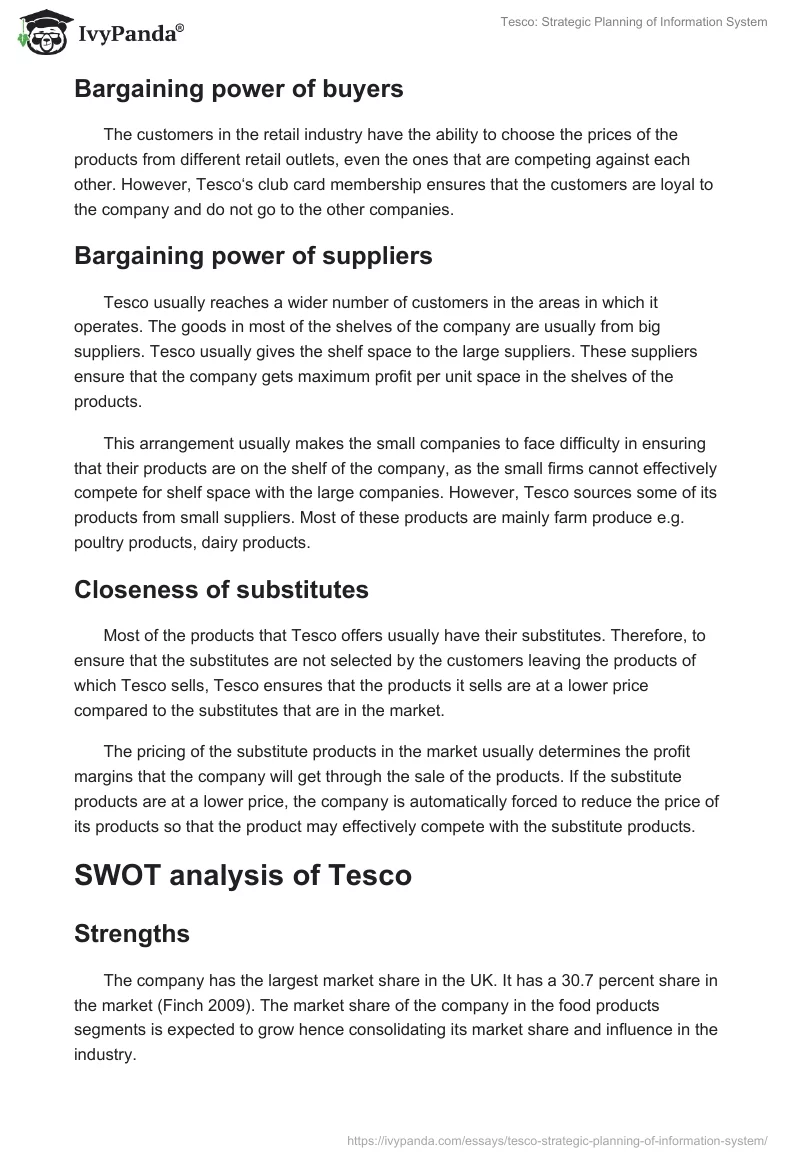 Tesco: Strategic Planning of Information System. Page 4