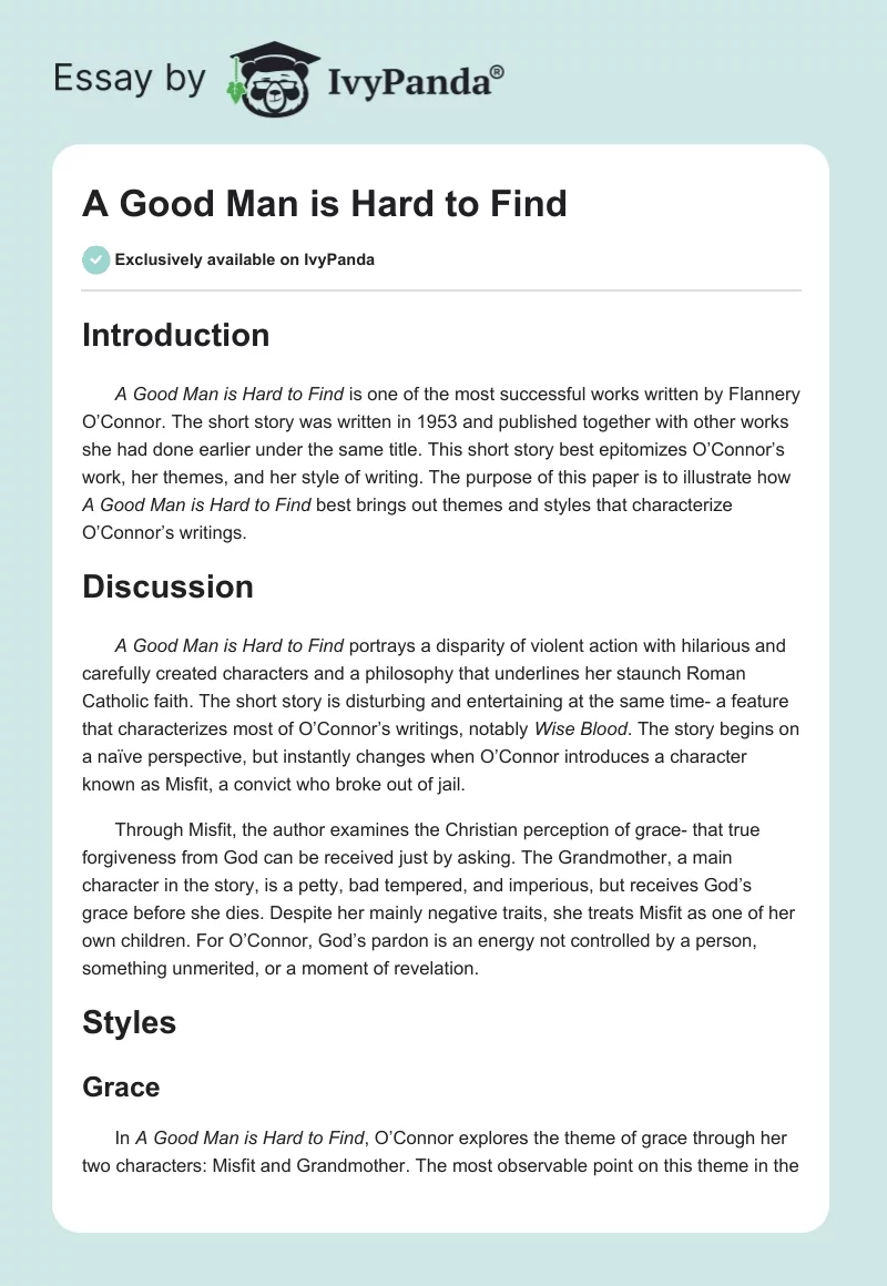 A Good Man Is Hard to Find. Page 1