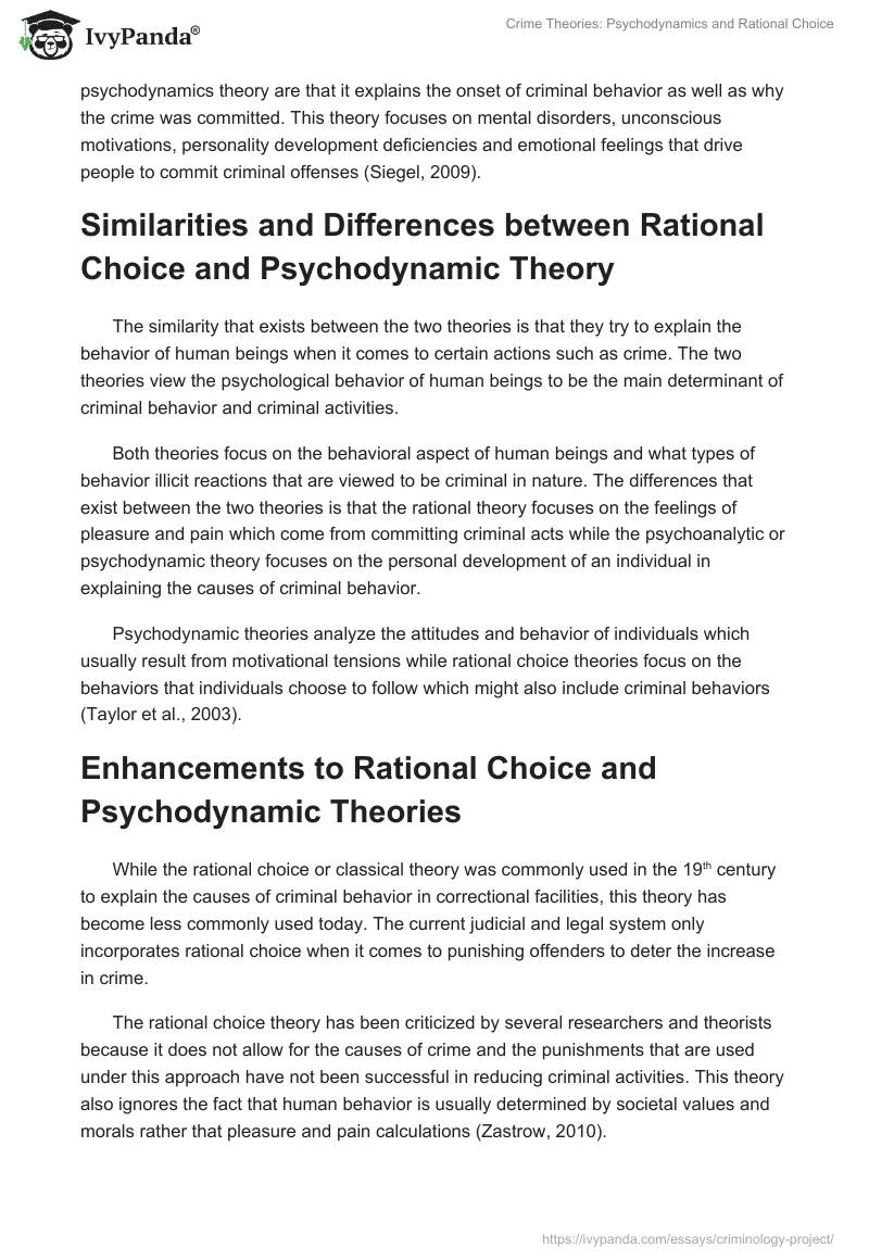 Crime Theories: Psychodynamics and Rational Choice. Page 4