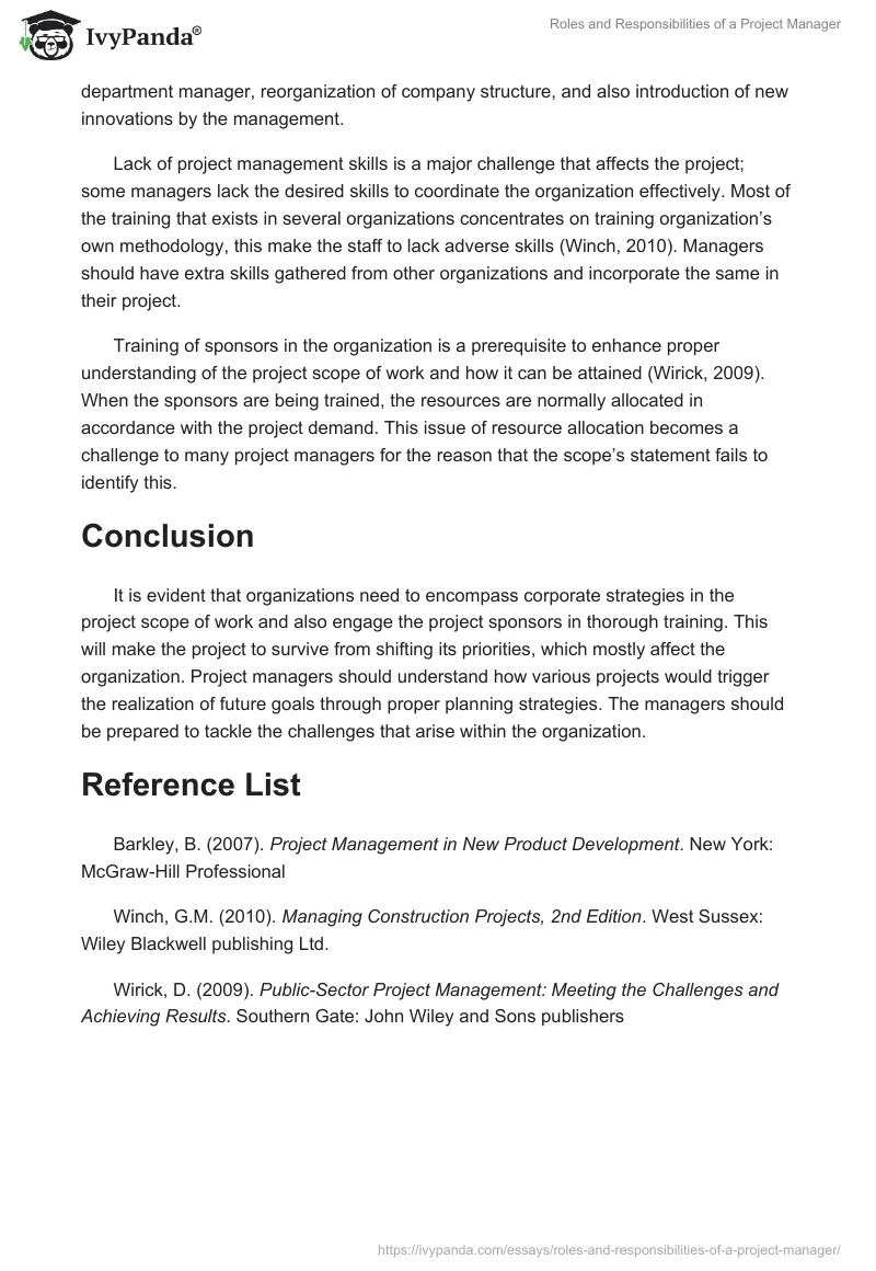 Roles and Responsibilities of a Project Manager. Page 3