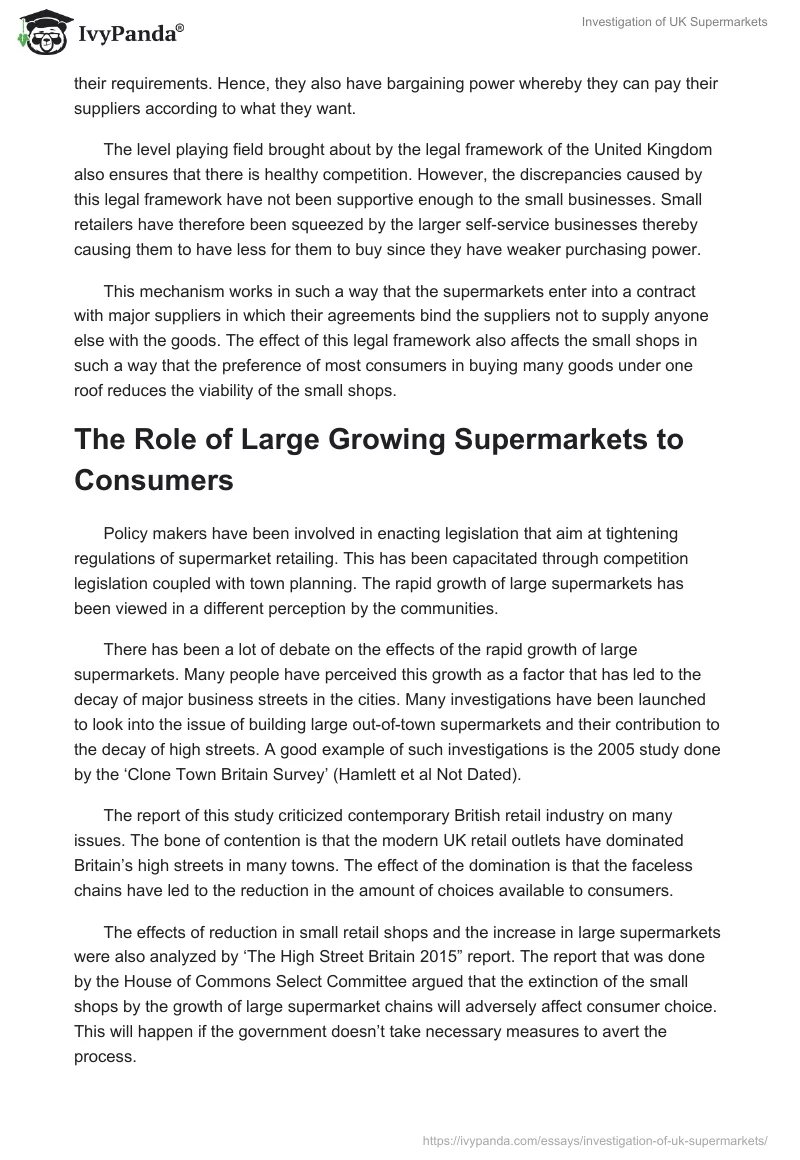 Investigation of UK Supermarkets. Page 4