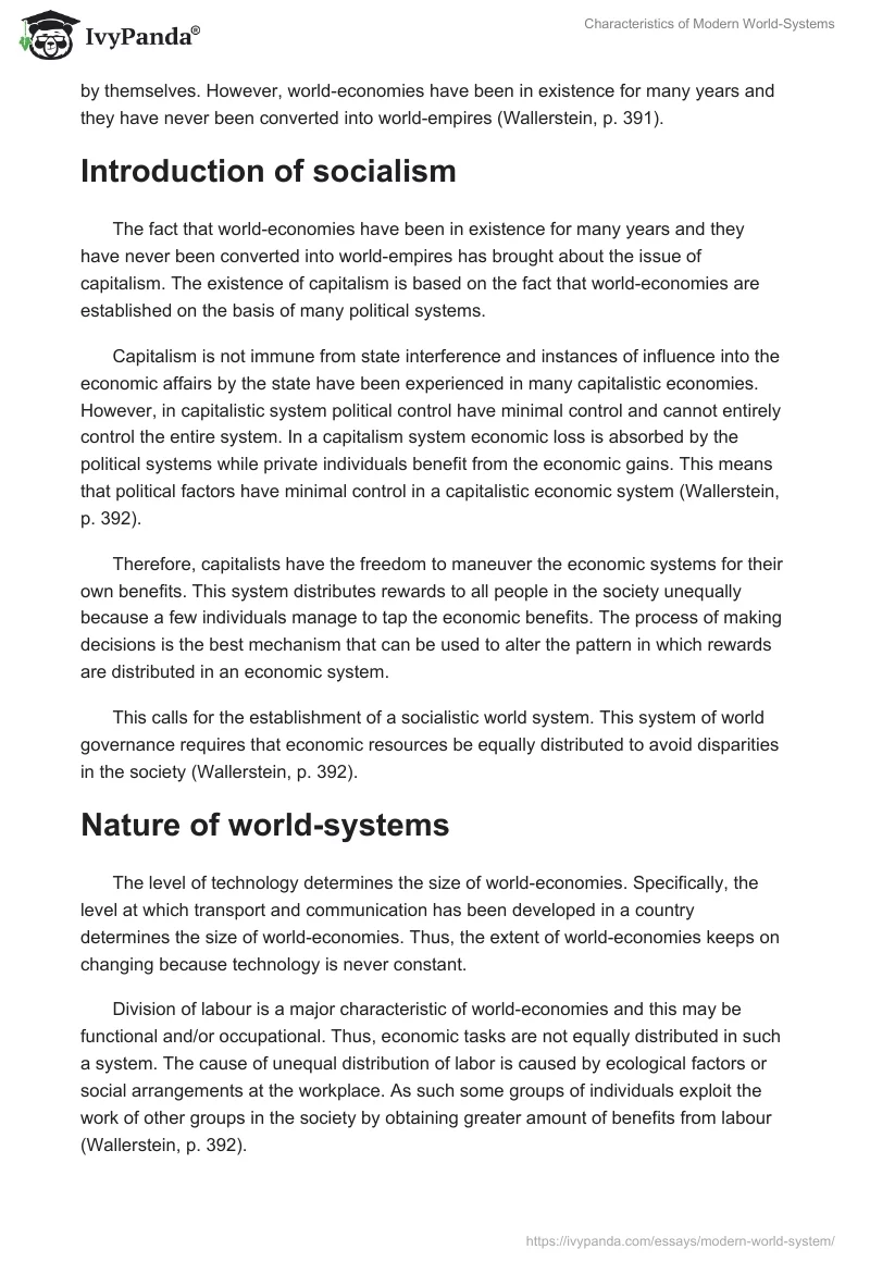 Modern World System Definition: Essay Example. Page 2