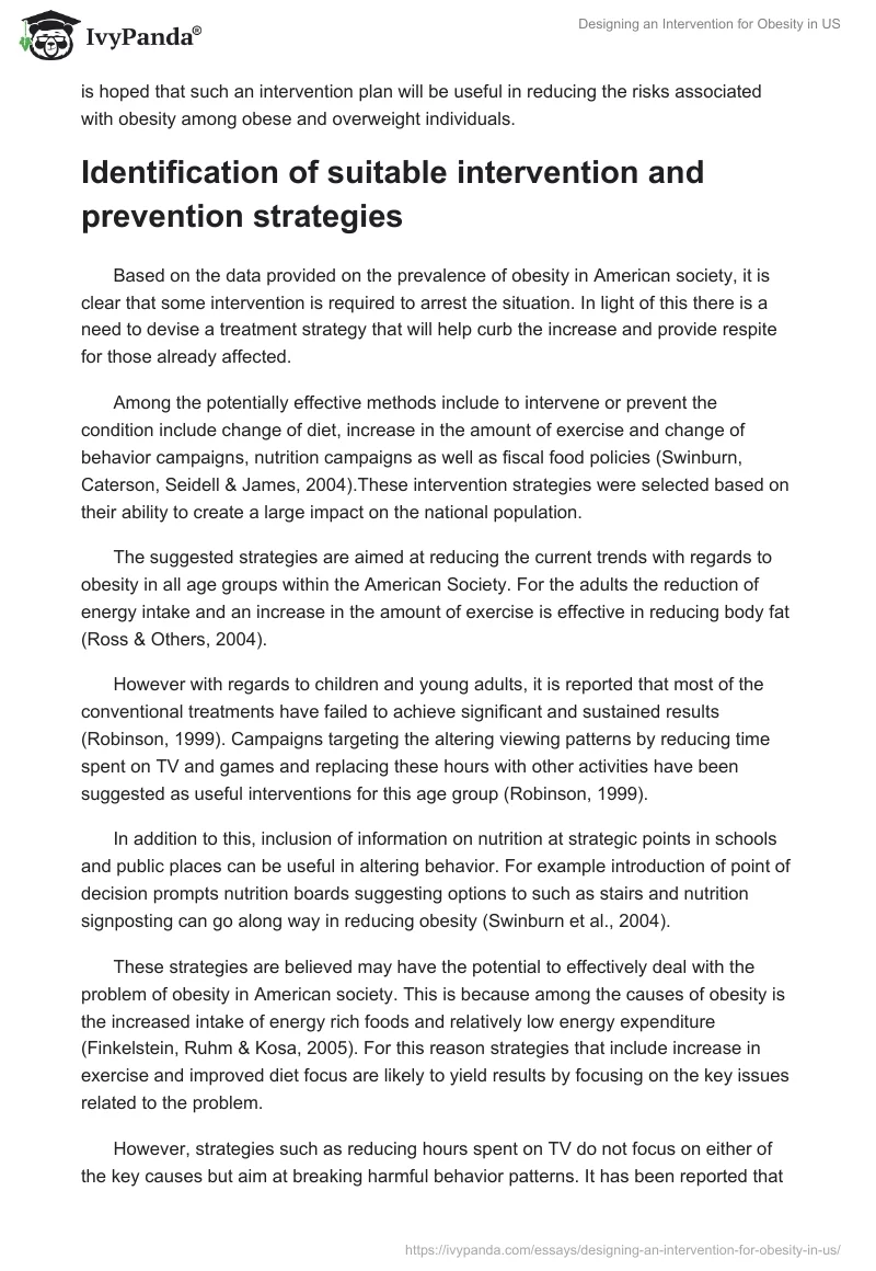 Designing an Intervention for Obesity in US. Page 2