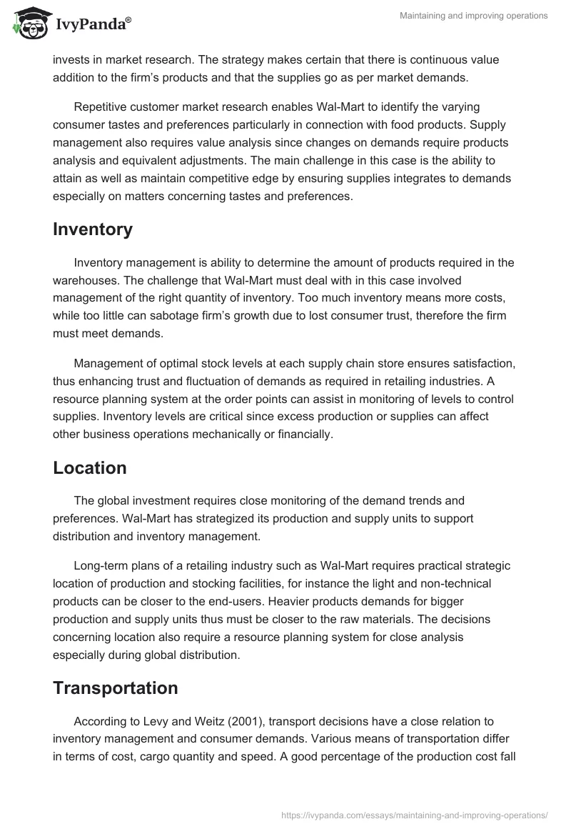 Maintaining and improving operations. Page 3