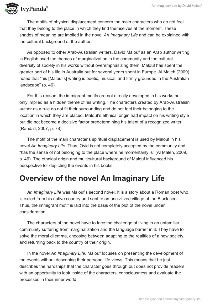 "An Imaginary Life" by David Malouf. Page 2