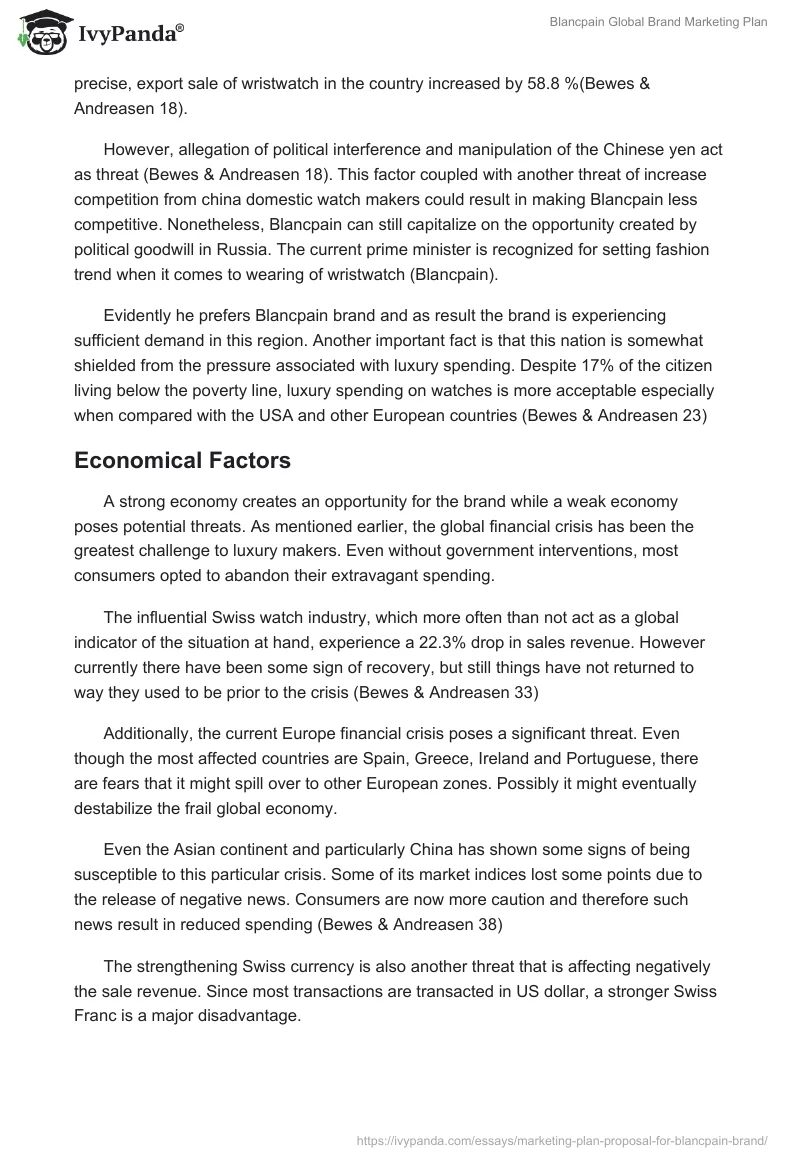 Blancpain Global Brand Marketing Plan. Page 3