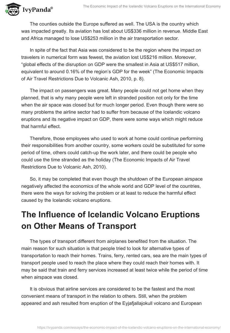 The Economic Impact of the Icelandic Volcano Eruptions on the International Economy. Page 3