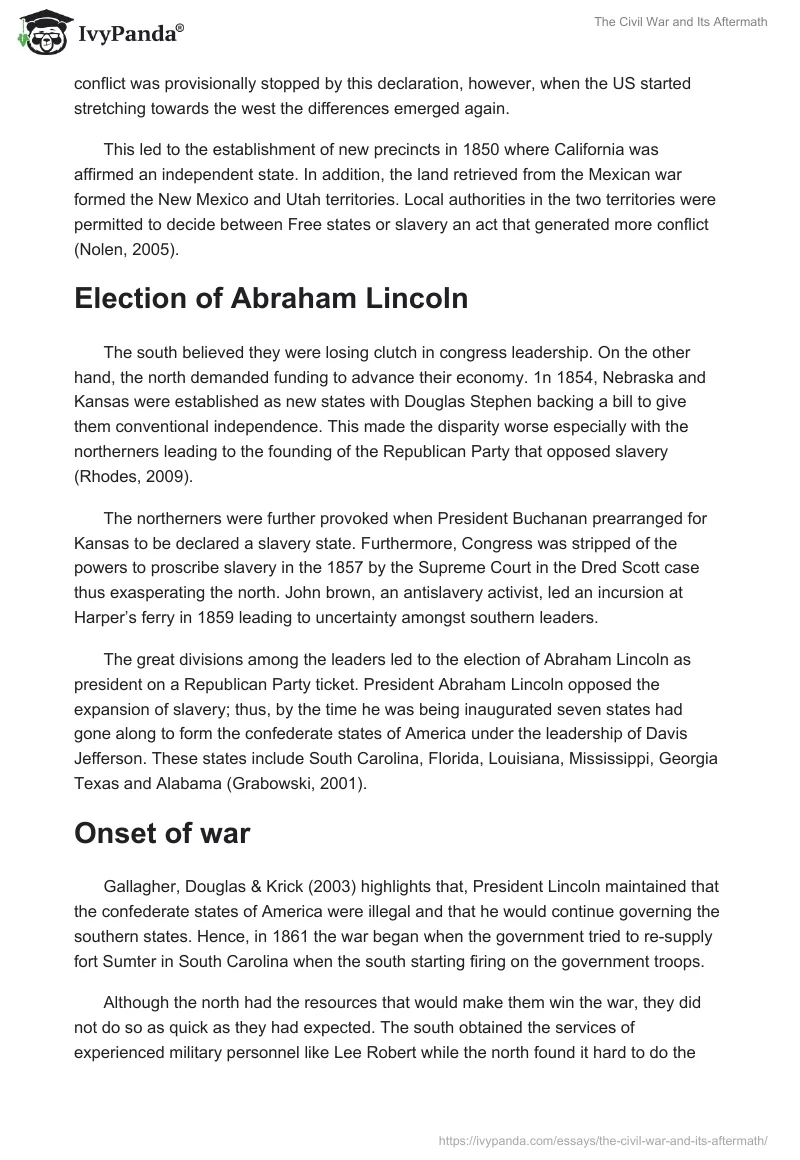 The Civil War and Its Aftermath. Page 2