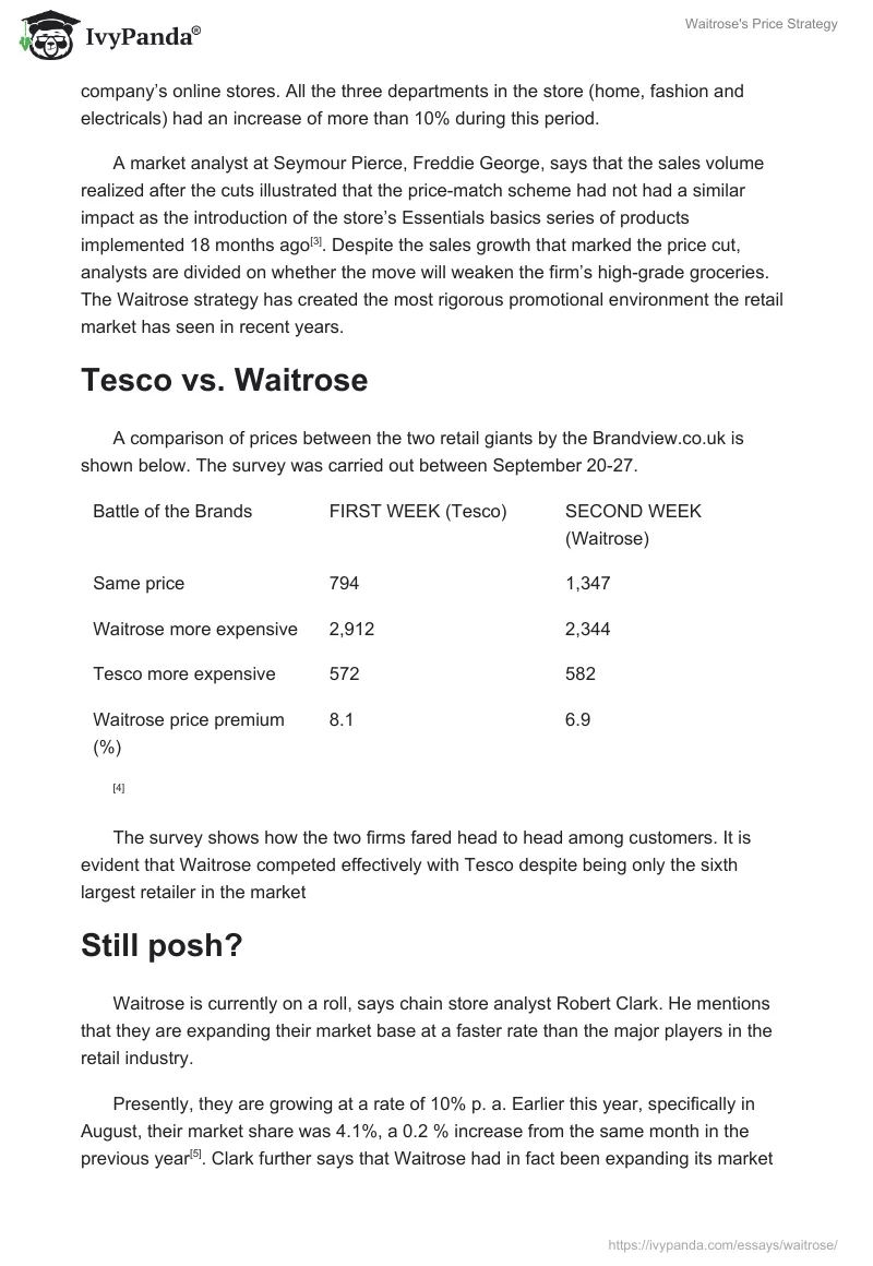 Waitrose's Price Strategy. Page 2