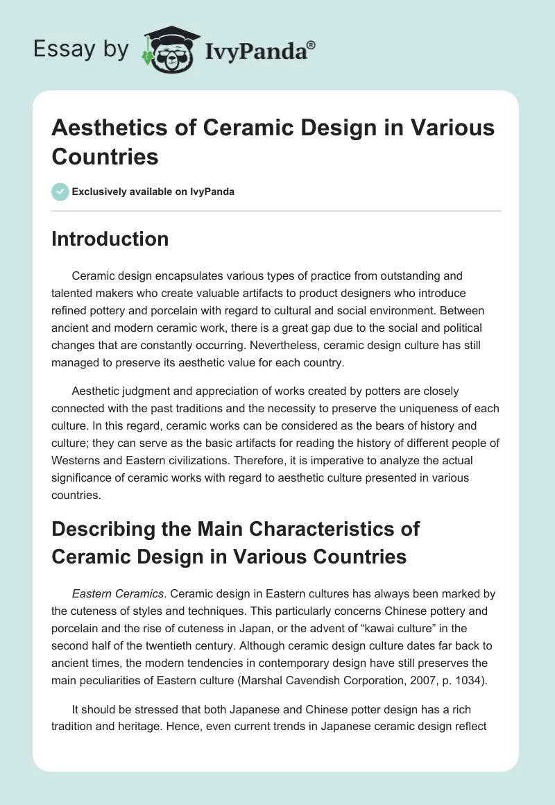 Aesthetics of Ceramic Design in Various Countries. Page 1