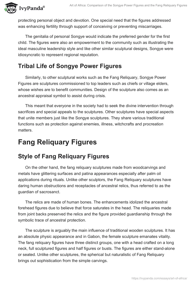 Art of Africa: Comparison of the Songye Power Figures and the Fang Reliquary Figures. Page 3