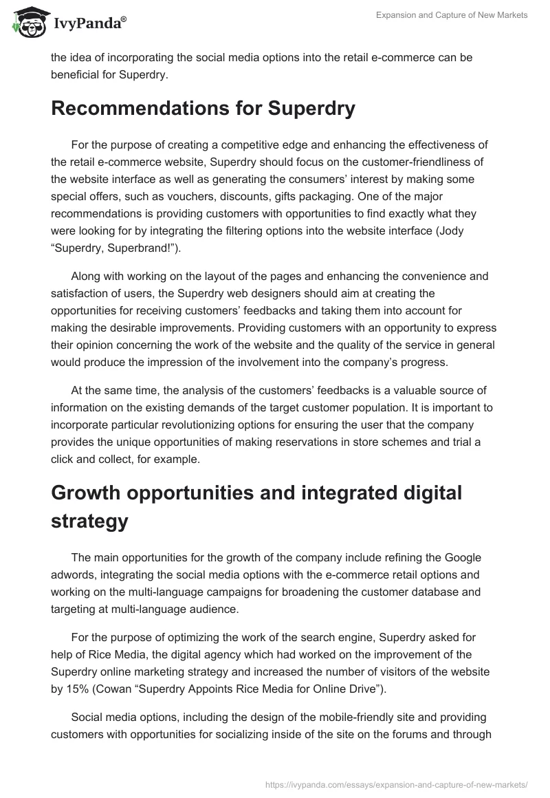 Expansion and Capture of New Markets. Page 4