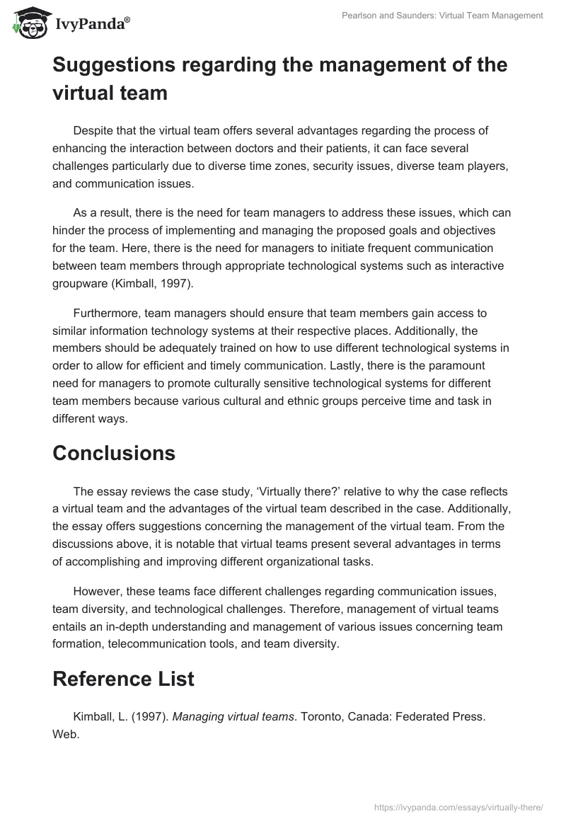 Pearlson and Saunders: Virtual Team Management. Page 3