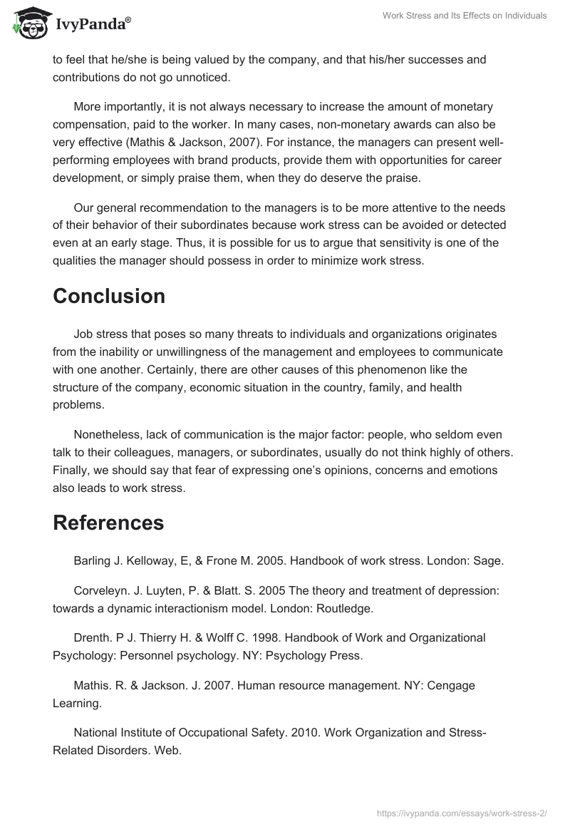 Work Stress and Its Effects on Individuals. Page 5