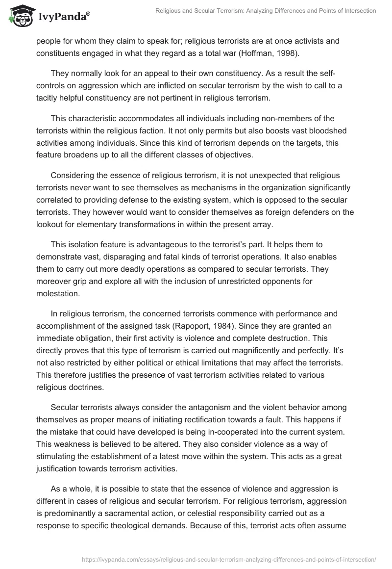 Religious and Secular Terrorism: Analyzing Differences and Points of Intersection. Page 4