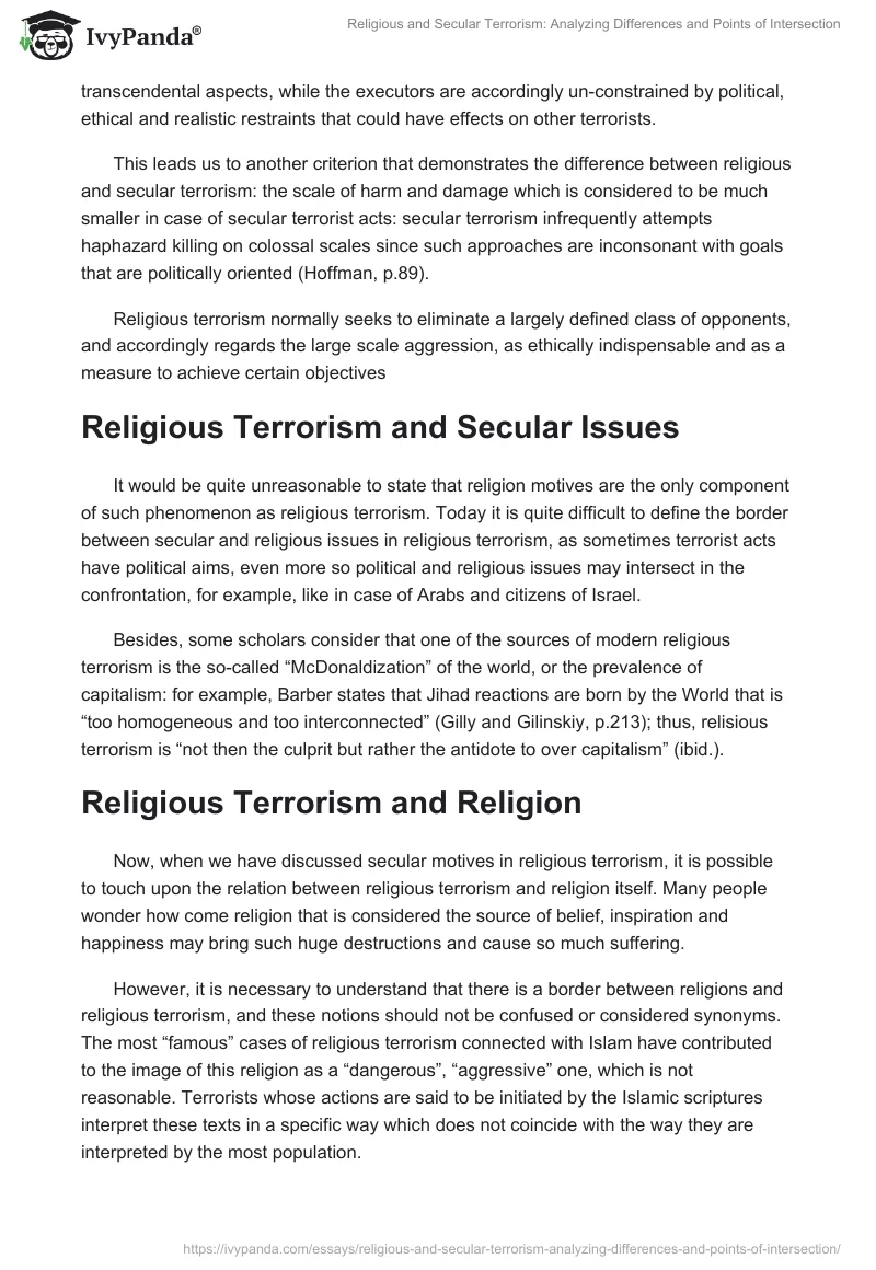 Religious and Secular Terrorism: Analyzing Differences and Points of Intersection. Page 5