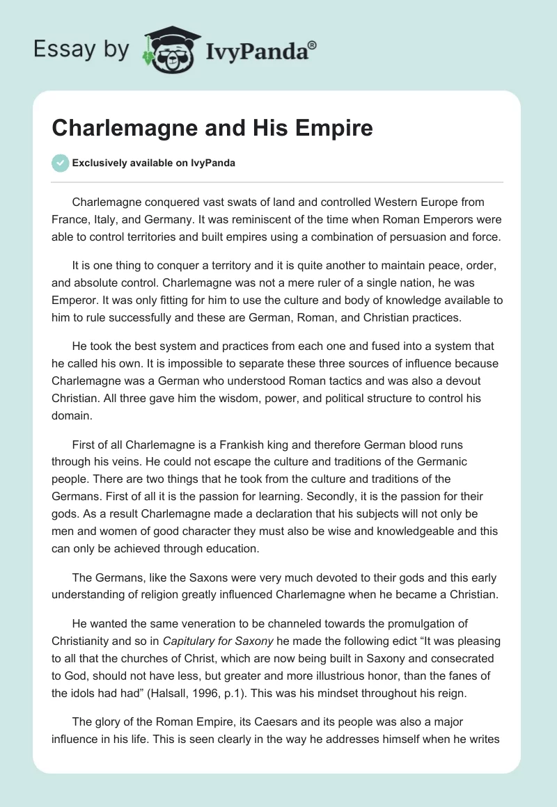 Charlemagne and His Empire. Page 1