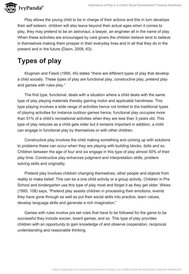 Importance of Play in a Child’s Social Development Towards Adulthood. Page 5