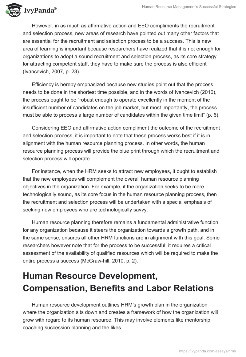 Human Resource Management's Successful Strategies. Page 3
