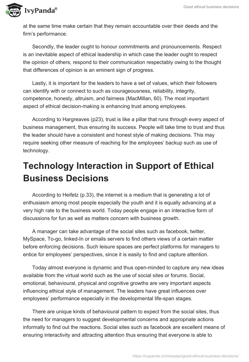 Good ethical business decisions. Page 4