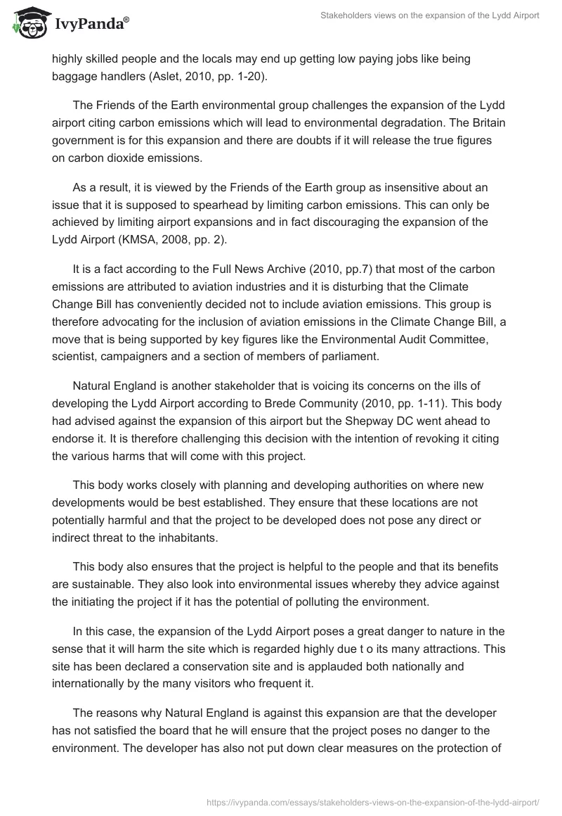 Stakeholders Views on the Expansion of the Lydd Airport. Page 4
