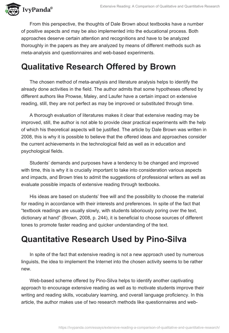 Extensive Reading: A Comparison of Qualitative and Quantitative Research. Page 4