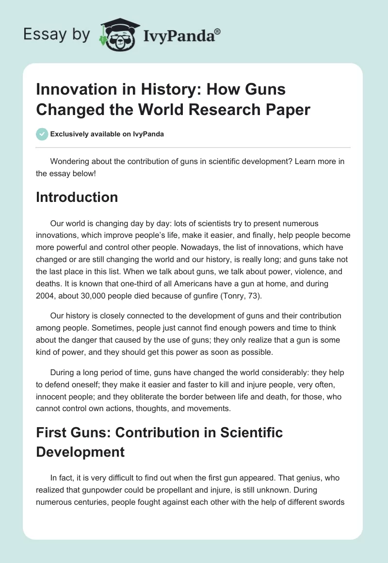 Innovation in History: How Guns Changed the World. Page 1