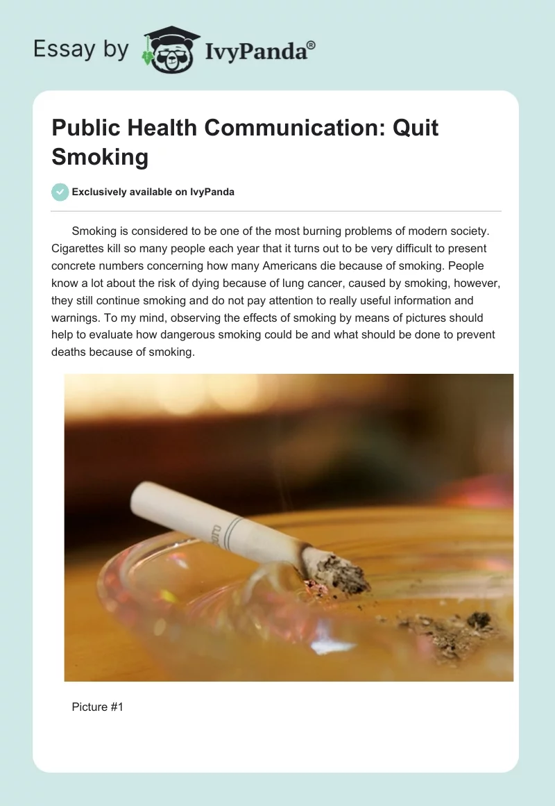 Public Health Communication: Quit Smoking. Page 1