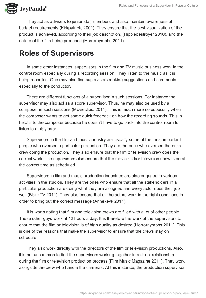 Roles and Functions of a Supervisor in Popular Culture. Page 4