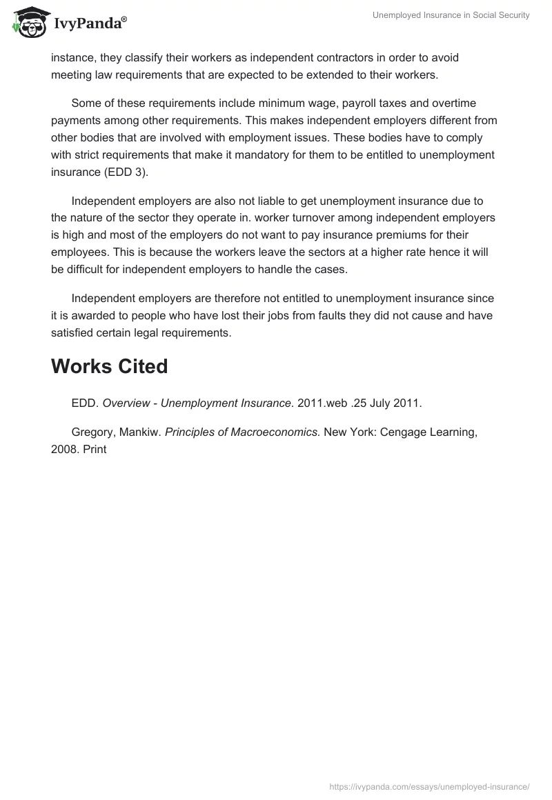 Unemployed Insurance in Social Security. Page 2