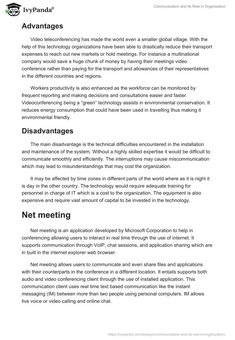 Communication and Its Role in Organization. Page 2