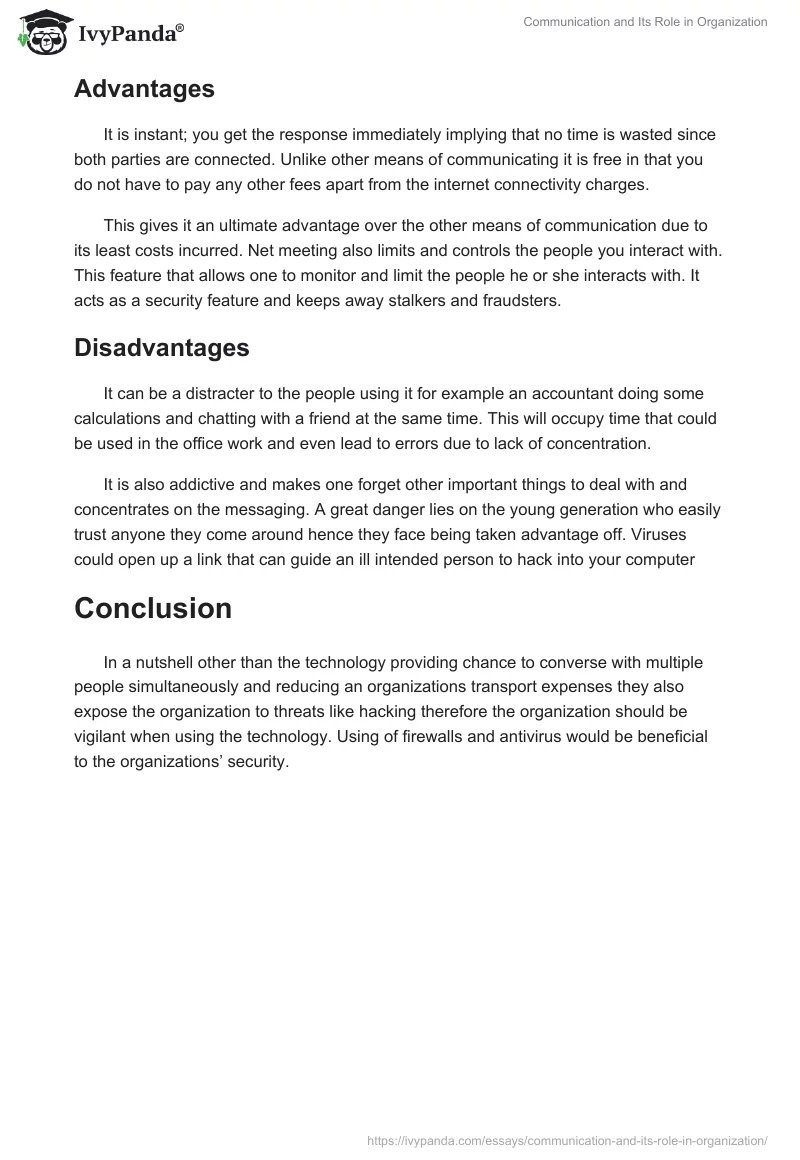 Communication and Its Role in Organization. Page 3