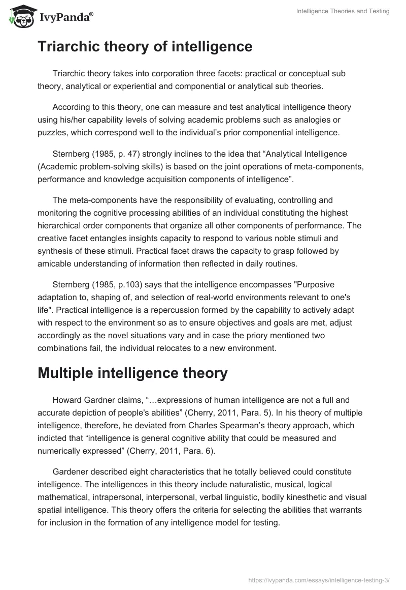 Intelligence Theories and Testing. Page 2