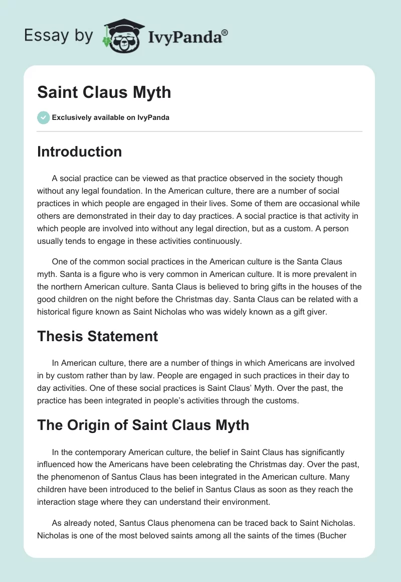 Saint Claus Myth. Page 1