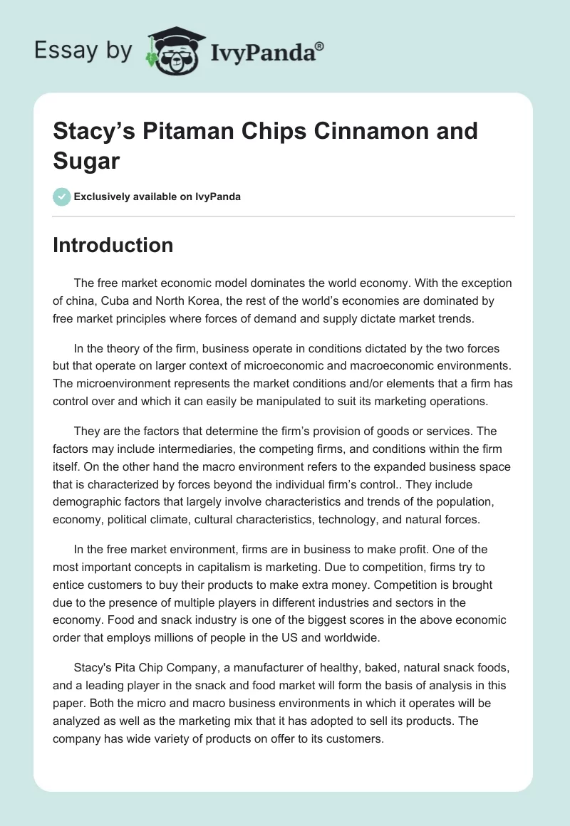 Stacy’s Pitaman Chips Cinnamon and Sugar. Page 1