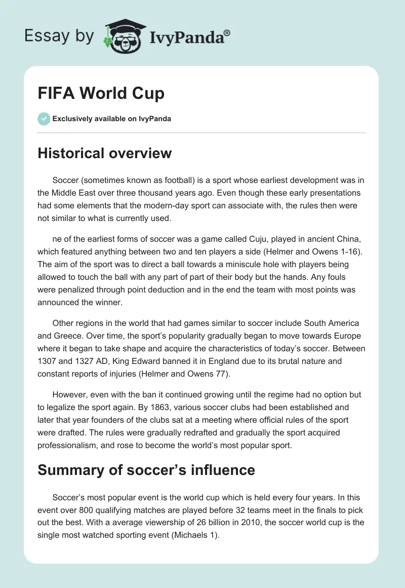 FIFA World Cup. Page 1